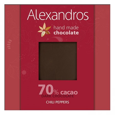 Håndlaget mørk Sjokolade med Chilli | 70% Kakao | 90g