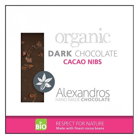 Økologisk håndlaget sjokolade med Cacao Nibs | 90g